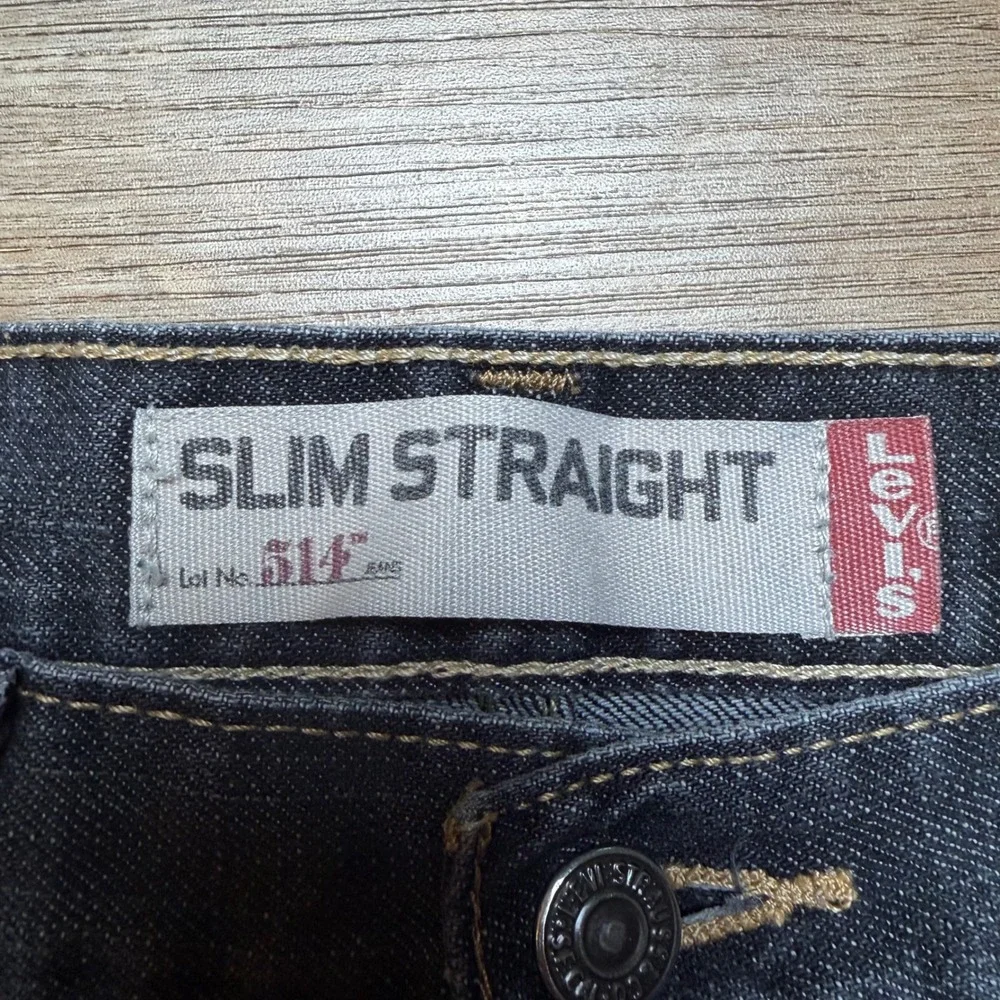 Levis 514 Slim Straight Jeans Mens 30x32 Dark Grey Denim Pants Cotton Casual Y2K